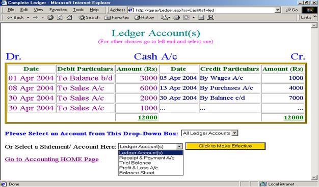 A Specific Ledger Account Applying Appropriate XSLT Using XML Accounting